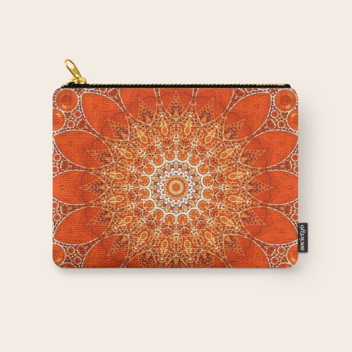 Detailed Orange Boho Mandala Carry All Pouch Gallery Image 1