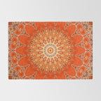 Detailed Orange Boho Mandala Rug Gallery Image 2