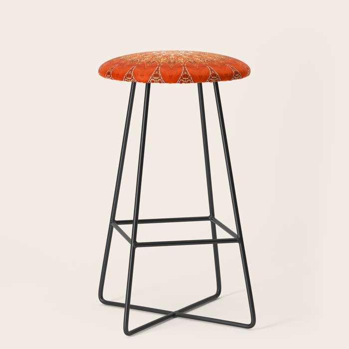 Detailed Orange Boho Mandala Stool Gallery Image 1