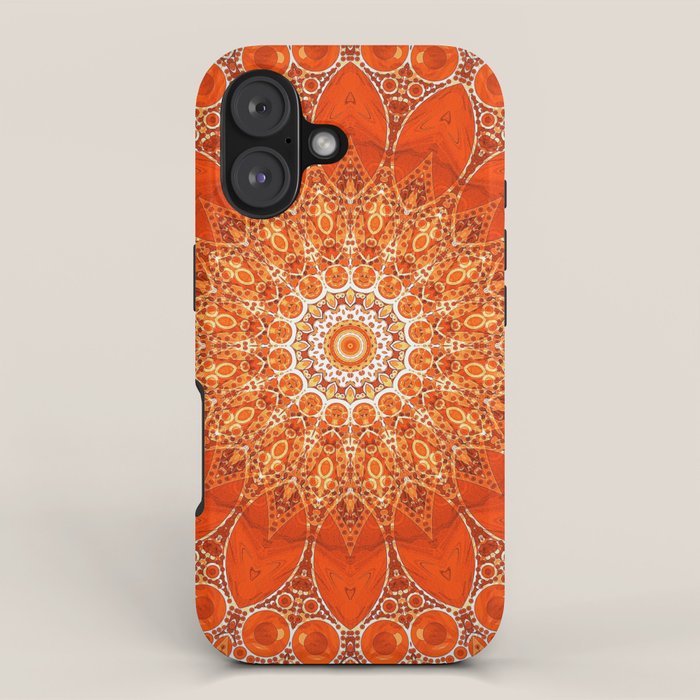 Detailed Orange Boho Mandala iPhone Case