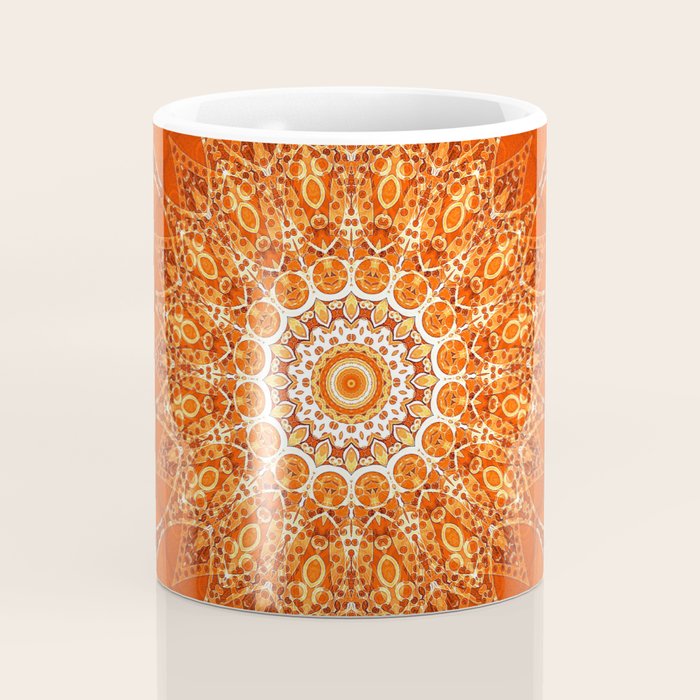Detailed Orange Boho Mandala Coffee Mug Gallery Image 4