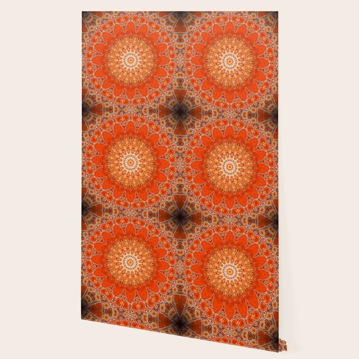 Detailed Orange Boho Mandala Wallpaper Gallery Image 2