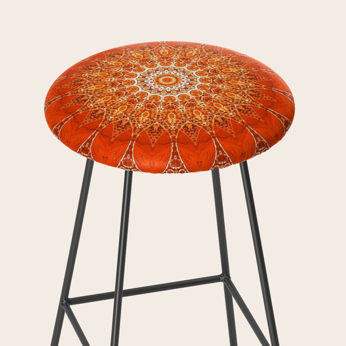 Detailed Orange Boho Mandala Stool Gallery Image 2