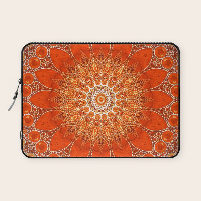 Detailed Orange Boho Mandala Laptop Sleeve Gallery Image 1