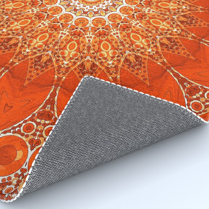 Detailed Orange Boho Mandala Rug Gallery Image 4