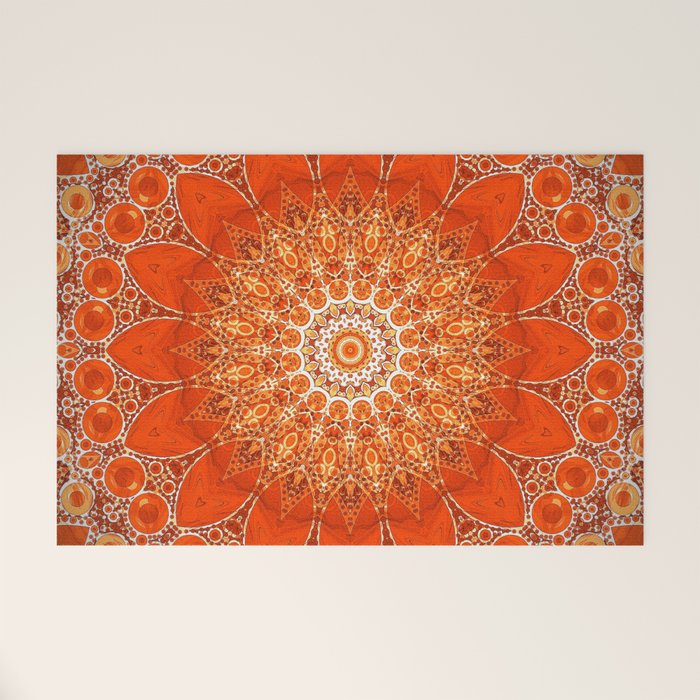 Detailed Orange Boho Mandala Welcome Mat Gallery Image 1