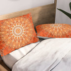 Detailed Orange Boho Mandala Pillow Sham Gallery Image 2