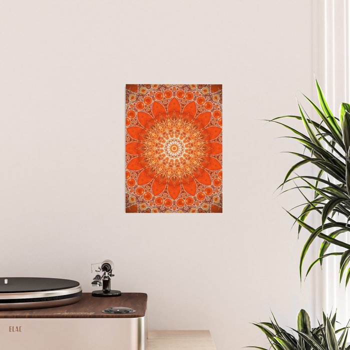 Detailed Orange Boho Mandala Poster Gallery Image 2