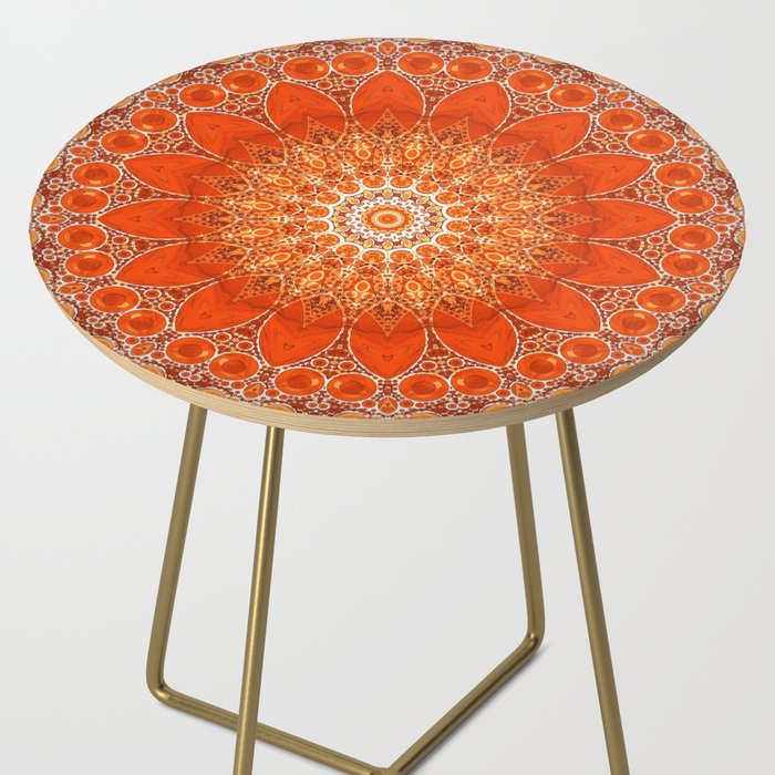 Detailed Orange Boho Mandala Side Table Gallery Image 2