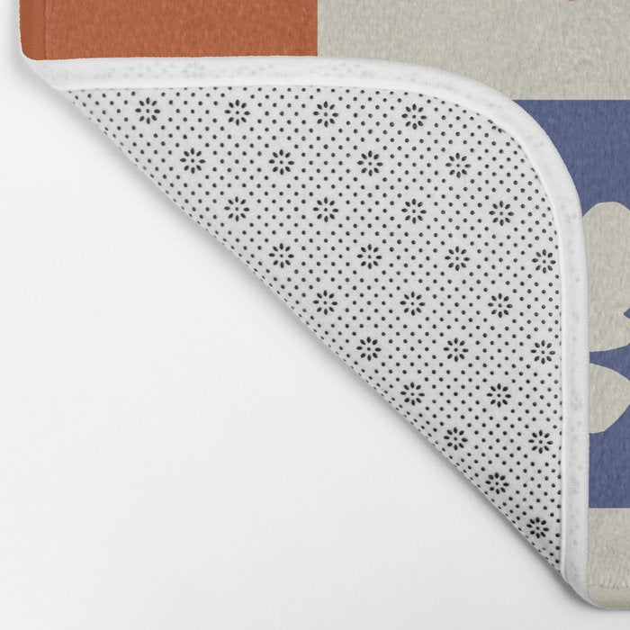 Retro floral checkerboard Bath Mat Gallery Image 2