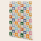 Retro floral checkerboard Wallpaper Gallery Image 2