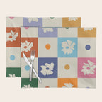Retro floral checkerboard Placemat Gallery Image 1