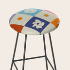 Retro floral checkerboard Stool Gallery Image 2