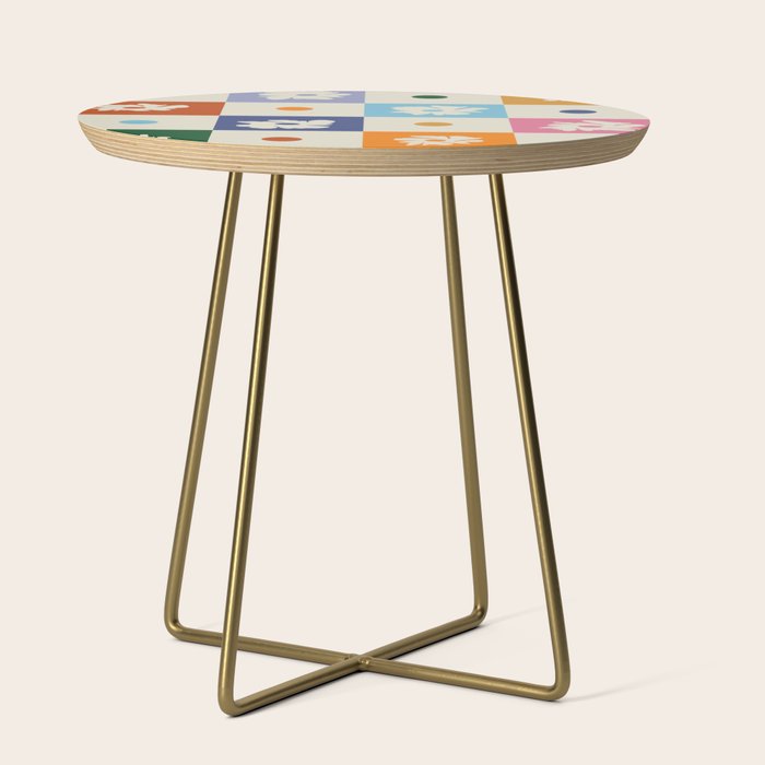 Retro floral checkerboard Side Table Gallery Image 1