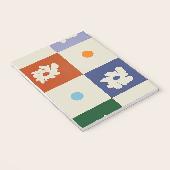 Retro floral checkerboard Notebook Gallery Image 3