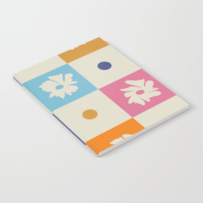 Retro floral checkerboard Notebook Gallery Image 1