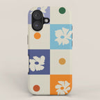 Retro floral checkerboard iPhone Case Gallery Image 1