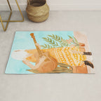 Music Soothes My Soul | Urban Hippie Bohemian Woman Playing the Guitar | Plant Lady Painting Rug Gallery Image 1
