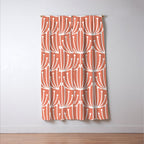 Retro Art, Floral Prints, Coral and White Window Curtain Gallery Image 3