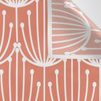 Retro Art, Floral Prints, Coral and White Wall Tapestry Gallery Image 3