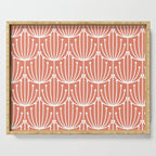 Retro Art, Floral Prints, Coral and White Serving Tray Gallery Image 1