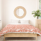 Retro Art, Floral Prints, Coral and White Duvet Cover Gallery Image 3