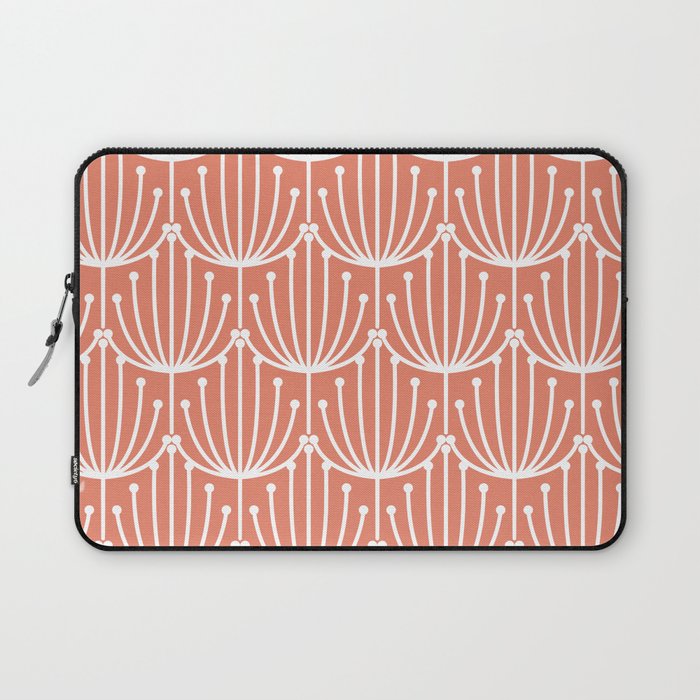 Retro Art, Floral Prints, Coral and White Laptop Sleeve Gallery Image 1