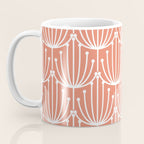 Retro Art, Floral Prints, Coral and White Coffee Mug Gallery Image 3