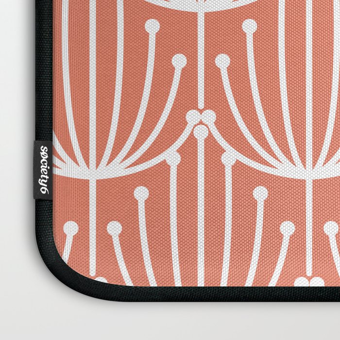 Retro Art, Floral Prints, Coral and White Laptop Sleeve Gallery Image 3
