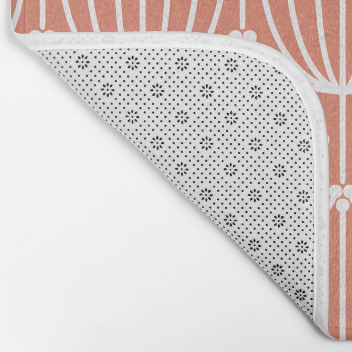 Retro Art, Floral Prints, Coral and White Bath Mat Gallery Image 2