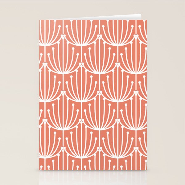 Retro Art, Floral Prints, Coral and White Stationery Card Gallery Image 2