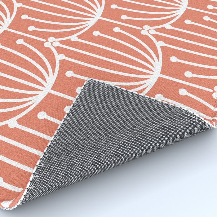 Retro Art, Floral Prints, Coral and White Rug Gallery Image 4