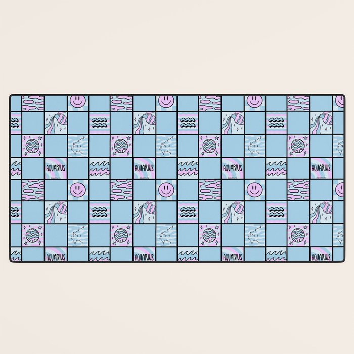 Aquarius Checkered Print Desk Mat Gallery Image 3