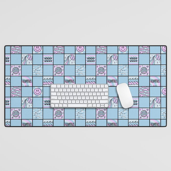 Aquarius Checkered Print Desk Mat Gallery Image 1