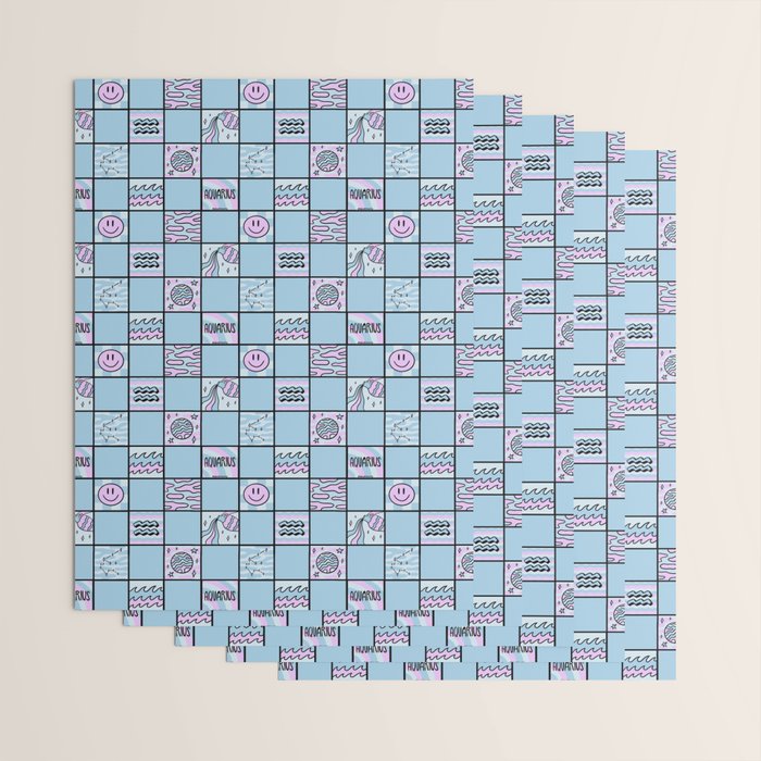 Aquarius Checkered Print Wrapping Paper Gallery Image 3