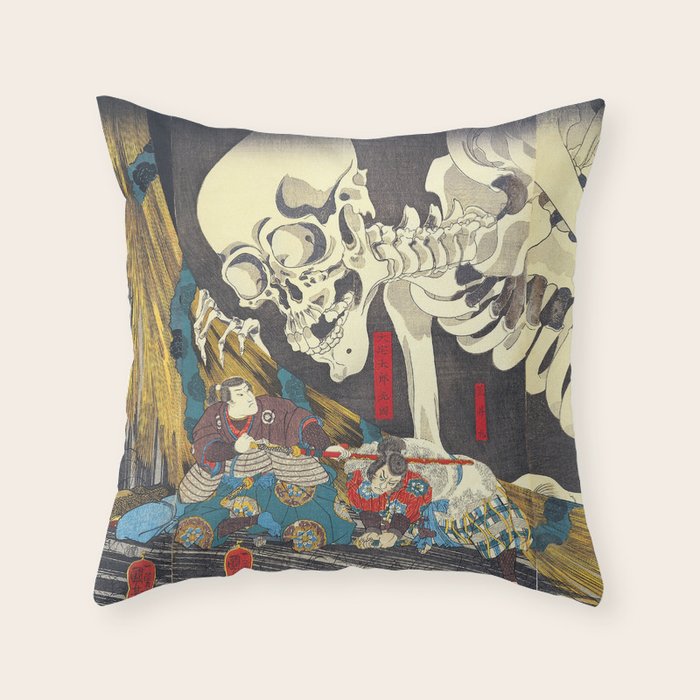 Takiyasha the Witch and the Skeleton Specter- Utagawa Kuniyoshi Throw Pillow Gallery Image 6