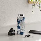 Leaves and Blooms, Blue and Gray Water Bottle Gallery Image 4
