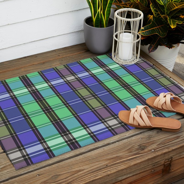 Fusion Colorful Toned Grids B Outdoor Rug Gallery Image 2