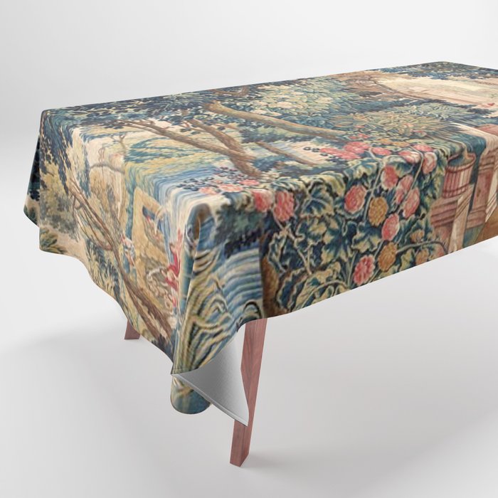 Antique 18th Century Allegory of Spring French Tapestry Tablecloth Gallery Image 1
