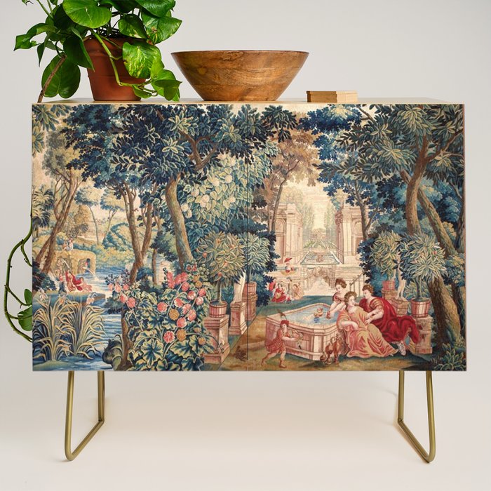 Antique 18th Century Allegory of Spring French Tapestry Credenza Gallery Image 1
