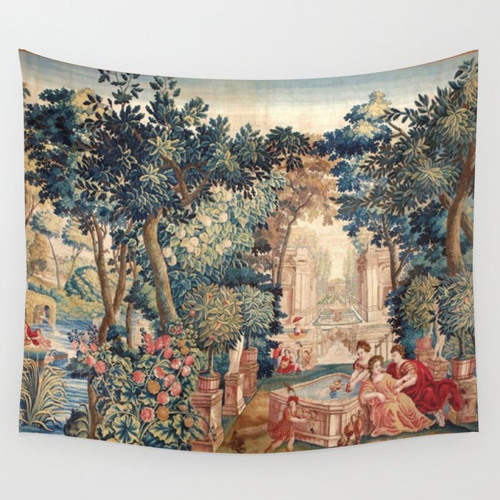 Antique 18th Century Allegory of Spring French Tapestry Wall Tapestry Gallery Image 1