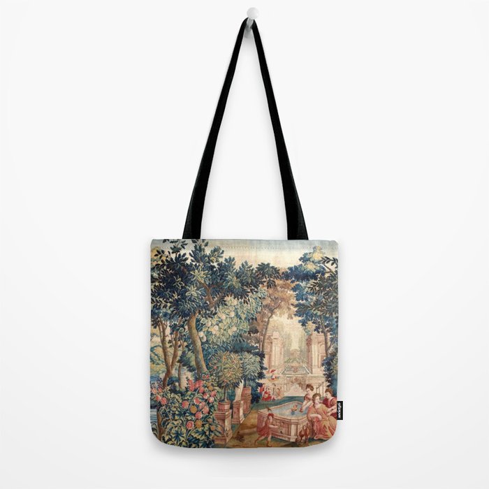 Antique 18th Century Allegory of Spring French Tapestry Tote Bag Gallery Image 2