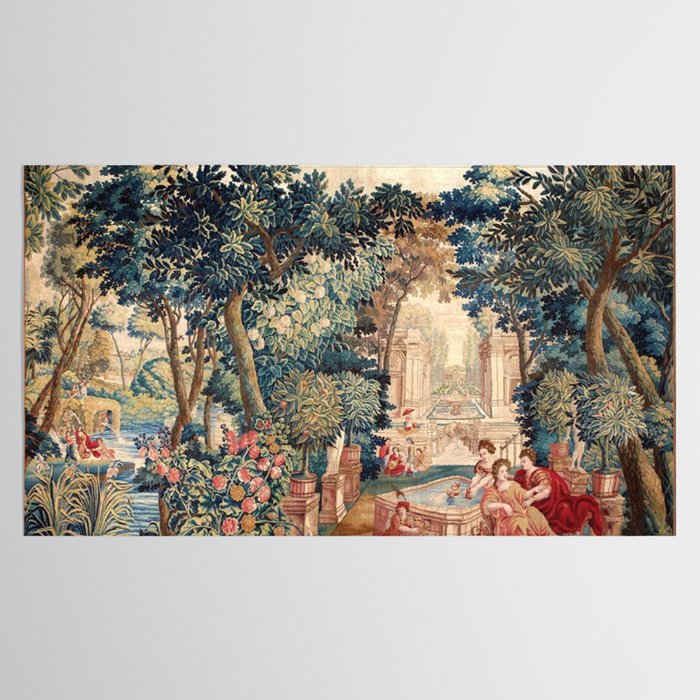 Antique 18th Century Allegory of Spring French Tapestry Tablecloth Gallery Image 2