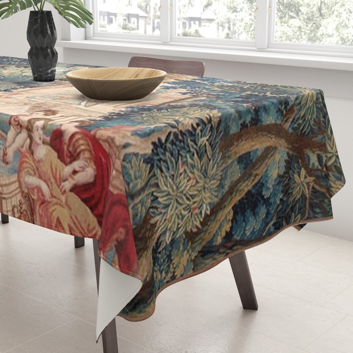 Antique 18th Century Allegory of Spring French Tapestry Tablecloth Gallery Image 3