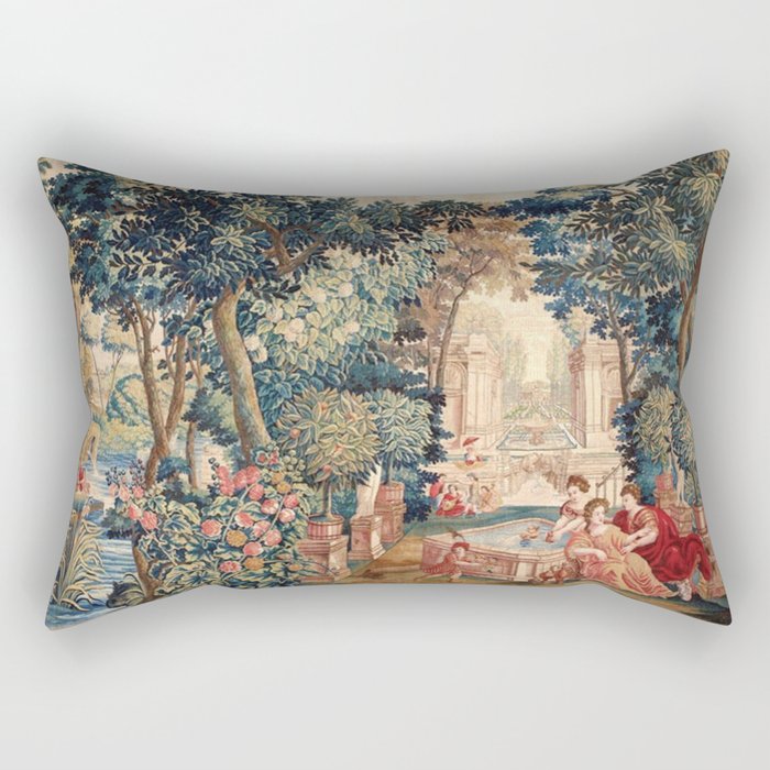 Antique 18th Century Allegory of Spring French Tapestry Rectangular Pillow Gallery Image 2