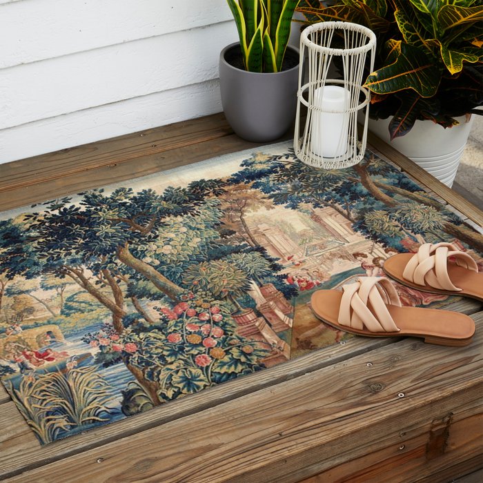 Antique 18th Century Allegory of Spring French Tapestry Outdoor Rug Gallery Image 2
