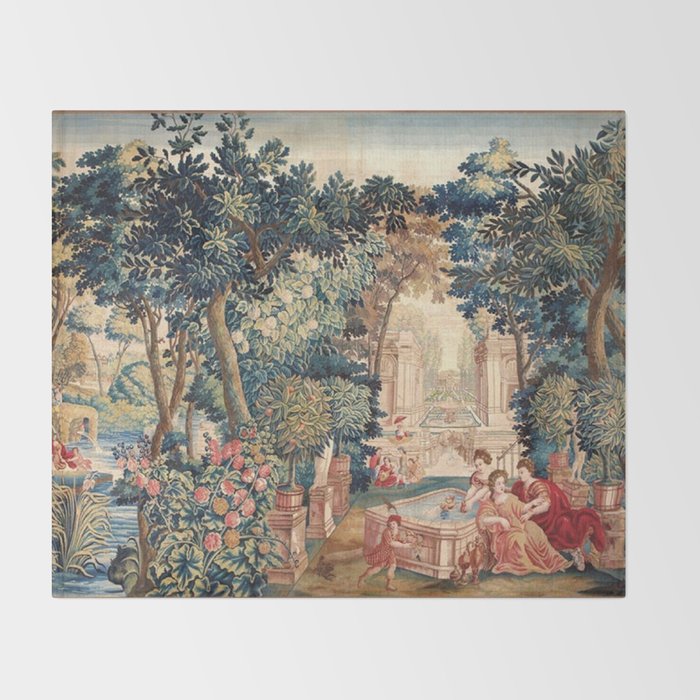Antique 18th Century Allegory of Spring French Tapestry Throw Blanket Gallery Image 2
