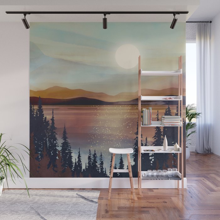 Summer Lake Sunset Wall Mural Gallery Image 1