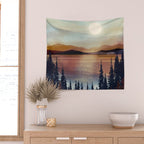 Summer Lake Sunset Wall Tapestry Gallery Image 2