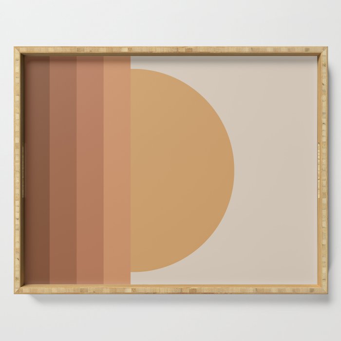 Minimal Retro Sunset Sunrise - Neutral Desert Orange Serving Tray Gallery Image 1